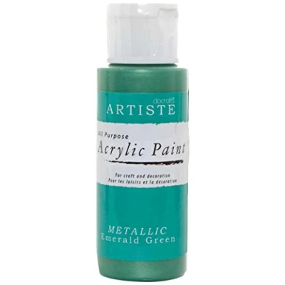 Image of Artiste Acrylic Paint 59ml 2Oz Metallic Emerald Green, Quick Drying Professional Art, Craft And Hobby Artists Paint, Vibrant Colour, Water Based Paints Cover All Surfaces With Ease, Ideal For Travel