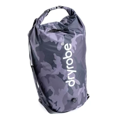 Image of Dryrobe® Travel Compression Bag Large Compact Waterproof for &amp; Sports Storage Wet Bags Swimming/Surfing/OCR Stuff Sack Clothes with Roll Up Closure 33 L Black Camo