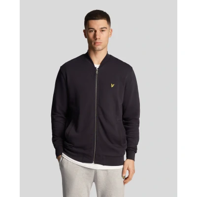 Image of Lyle &amp; Scott Mens Loopback Jersey Bomber Jacket in Navy Size Medium
