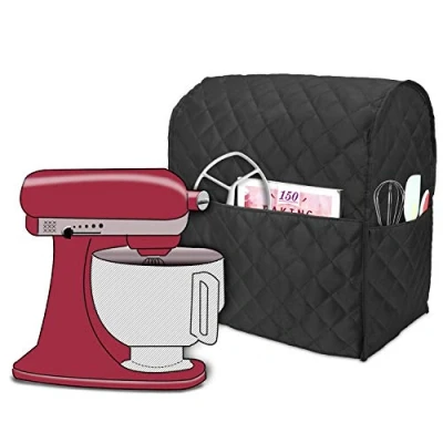 Image of Luxja Dust Cover for 4.3 Litre and All 4.8 KitchenAid Mixers, with Pockets Mixers Accessories (Fit Mixer), Quilted Black