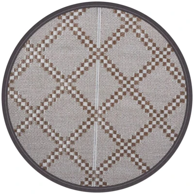 Image of vidaXL Outdoor Carpet Garden Rug Reversible, UV Resistant Polypropylene Patio Mat, Easy to Clean, Brown, 200 cm Diameter, Portable