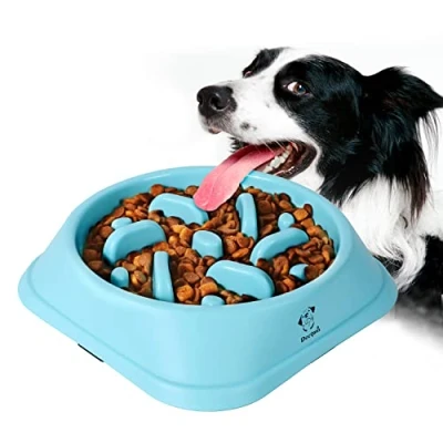 Image of Decyam Pet Fun Feeder Dog Bowl Slow Feeder, Bloat Stop Food Maze Interactive Puzzle Cat Non Skid (blue)…