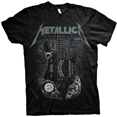 Image of Rock Off Metallica Men&#039;s Kirk Hammett Ouija Board Guitar T Shirt Black Medium