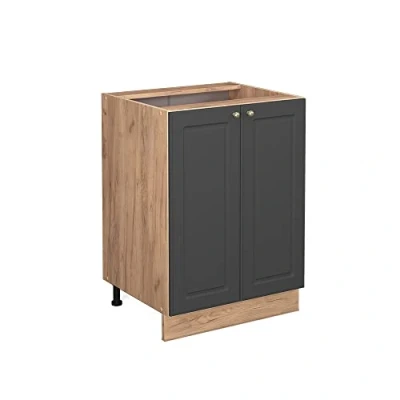 Image of Vicco Kitchen base cabinet Fame Line, Anthracite gold/Gold power oak, 60 cm without worktop