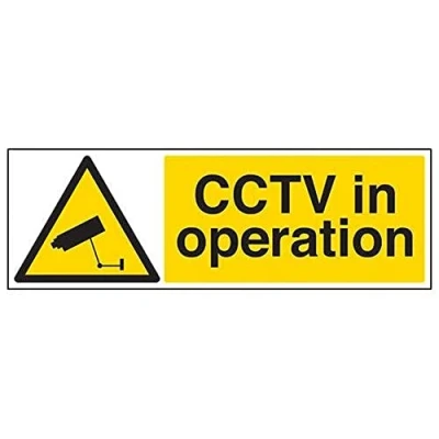 Image of V Safety CCTV In Operation Warning Sign 600mm x 200mm Self Adhesive Vinyl