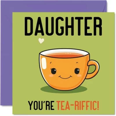 Image of Birthday Cards for Daughter Tea riffic Funny Happy Card from Mum Dad, Gifts, 145mm x Joke Greeting Women Her