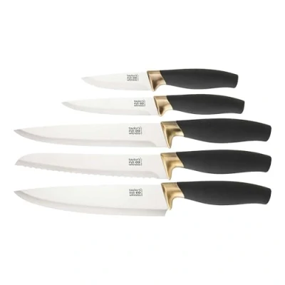 Image of Taylor&#039;s Eye Witness Brooklyn Brass 5 Piece Knife Set With Sharpener