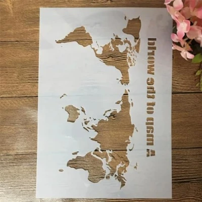 Image of Stencils for Painting,A4 29cm World Map Reusable Painting on Wood,Stencils Craft,Drawing Template,DIY Art Projects