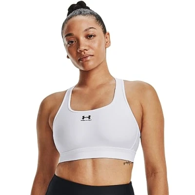 Image of Under Armour UA HG MID Padless Medium support sports bra, Women&#039;s, Size: XS, White/black