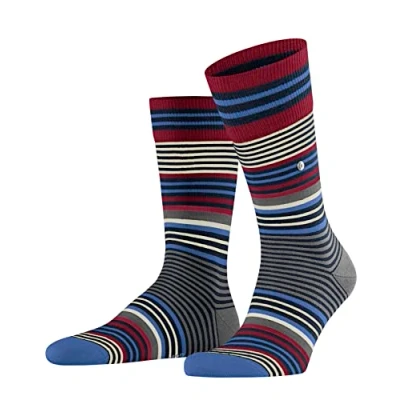 Image of Burlington Men&#039;s Stripe M SO Wool Patterned 1 Pair Socks, Blue (Marine 6120), 6.5 11