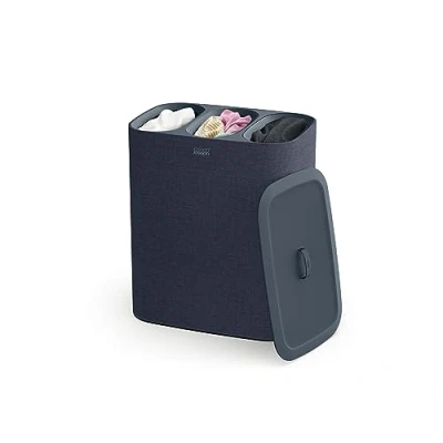 Image of Joseph Tota Trio 90 litre Laundry Separation Basket with lid, 3 Removable Washing Bags Handles Black