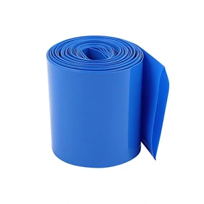Image of Sourcingmap 45mm Flat Width 2.1M Length PVC Heat Shrink Tube Blue for 18650 Batteries
