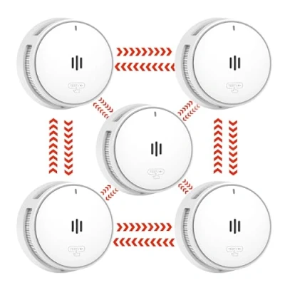 Image of wireless Interconnected smoke Alarm Pre connected, Detector for Home, Interlinked Fire with 10 Year Battery, 85dB conforms to EN14604 Standard (5 alarm)