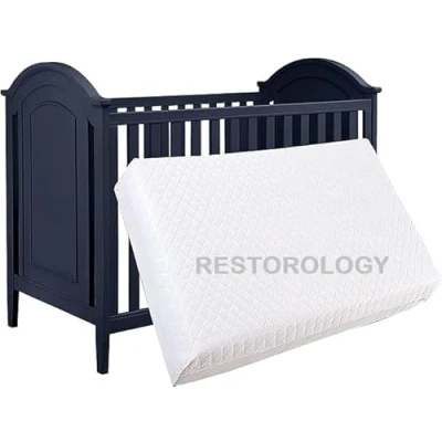 Image of Restorology Travel Cot Bed Mattress, Extra Thick, Double Sided, Removable Zip Cover, Made in UK (100 x 70 7.5 cm)
