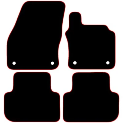 Image of Carsio Carpet Car Mats For Volkswagen Tiguan 2016+ Onwards Tailored Fit Floor Mat Set Complete Accessory Black Custom Fitted All Weather, Anti Slip Backing &amp; Red Trim