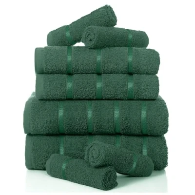 Image of GC GAVENO CAVAILIA Egyptian Cotton Towel Bale Set, Highly Absorbent &amp; Quick Dry Towels For Bathroom, (2 Hand 2 Bath 4 Face) 8 Piece Set Dark Green