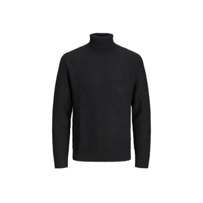 Image of JACK &amp; JONES Men&#039;s Jorkyle Knit Roll Neck Jumper, Black, XL