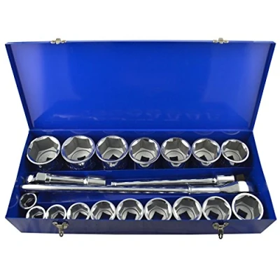 Image of 1&quot; Drive Metric Socket and Accessory Set Kit 36mm 80mm 6 Sided 21pc