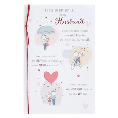 Image of UK Greetings Husband Anniversary Card With Envelope Loving Design