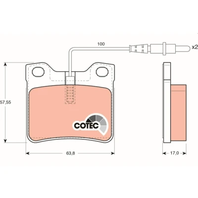 Image of 0024204820, 0034200020, A0024204820, A0034200020 Brake pad set TRW COTEC GDB1289 incl. wear warning contact MERCEDES BENZ: V Class, Vito Van
