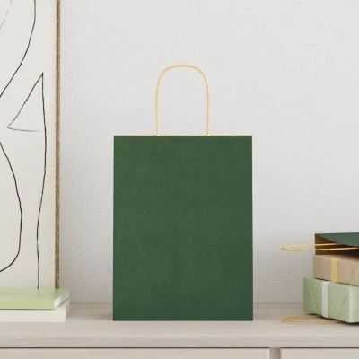 Image of vidaXL Paper Bags 50 pcs with Handles Green 21x11x28 cm
