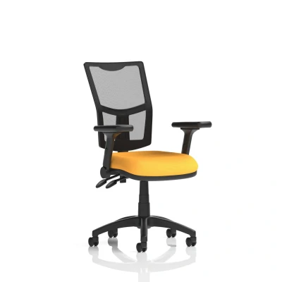 Image of Eclipse Plus II Operator Chair Mesh Back Seat Yellow Adjustable Arms