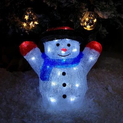 Image of 27cm Battery Operated LED Light up Acrylic Christmas Snowman Decoration