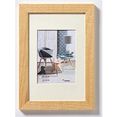 Image of walther Design Picture Frame Natural 40 x 50 cm with PassepArtout, Home Wooden HO050H