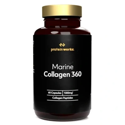 Image of Marine Collagen Capsules 1000mg 60 (Not Powder/Collagen Tablets) Peptides High Strength Supplements for Women &amp; Men Protein Works