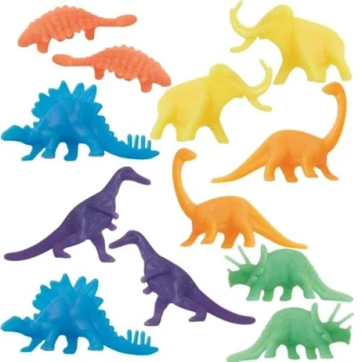 Image of Assorted Color Plastic Dinosaur (11cm x 13cm) Pack of 12 Party &amp; Event Accessories and Favors
