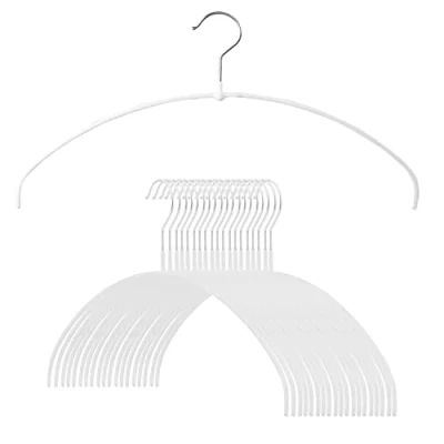 Image of MAWA Euro Series Non Slip Space Saving Metal Clothing Hanger, Alloy Steel Polyvinyl Chloride, White, Pack of 20