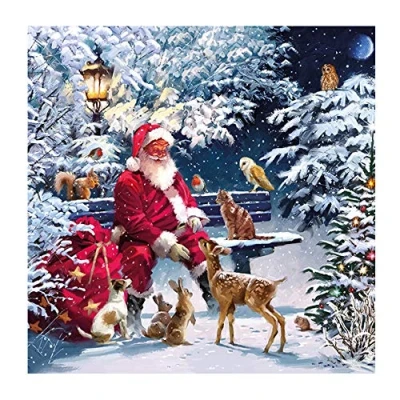 Image of Ambiente 3 Ply Paper Napkins Santa on a Bench