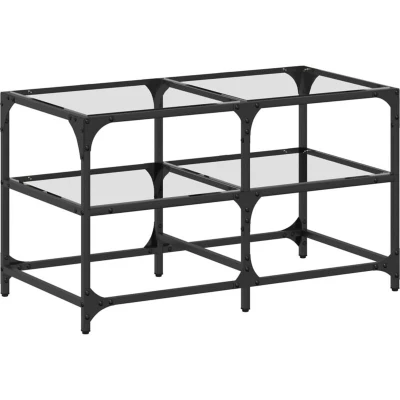Image of vidaXL Coffee Table with Transparent Glass Top 78.5x40x45 cm Steel