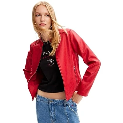 Image of Desigual Toronto Very Soft Slim Biker Jacket 23WWED02 Red
