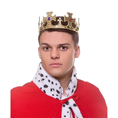 Image of Wicked Costumes King/Queen&#039;s Gold Royal Crown Adjustable Fancy Dress Hat Accessory