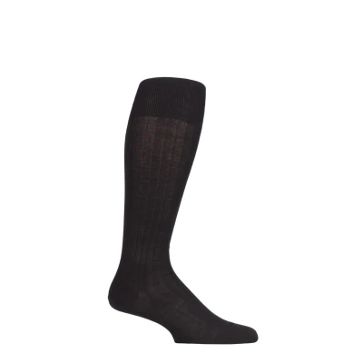 Image of 1 Pair Brown Milano 97% Cotton Knee High Socks Men&#039;s 7 8 Mens Falke