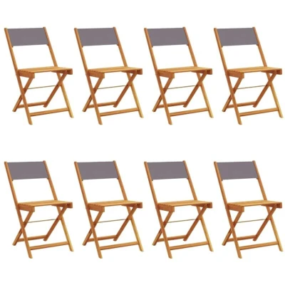 Image of vidaXL Folding Garden Chairs 8 pcs Anthracite Fabric and Solid Wood
