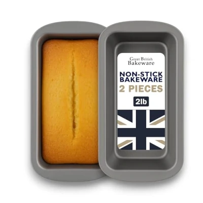 Image of Samuel Groves 1lb/2lb Loaf Tins Non Stick Coated Bread Baking Mould Pan Set PFOA Free UK Made (2LB Twin Pack)