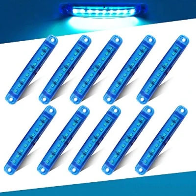 Image of Teguangmei 10Pcs Blue Side Marker Lights 9LED LED Indicator 3.9&quot; 12 24V Front Rear Position Lamps Universal For Trailer Truck Lorry Van Caravan