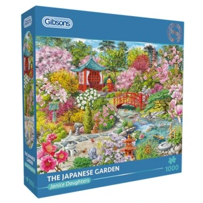 Image of Gibsons The Japanese Garden 1000 Piece Jigsaw Puzzle Beautiful Pagoda Colourful Artwork for Adults Sustainable Premium 100% Recycled Board Great Gift Games