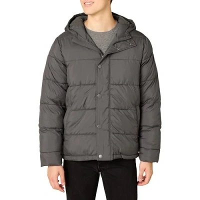 Image of Amazon Essentials Men&#039;s Heavyweight Hooded Puffer Coat, Dark Grey, S