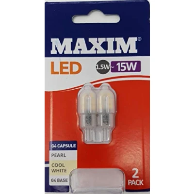 Image of Maxim 1.5W/15W LED G4 Capsule Light Bulb Cool White Packs of 2/4/10 (Pack 2)
