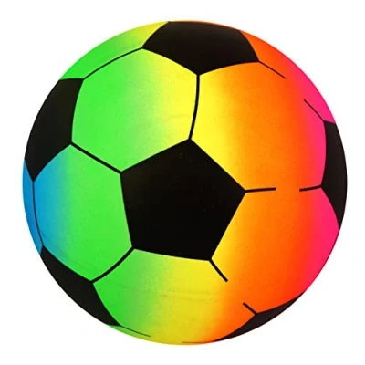 Image of HENBRANDT Single Uninflated Plastic Rainbow Football 20cm PVC Ball Neon Kids Toys Summer Fun Beach Garden BBQ Picnic Party Outdoor Game for Boys and Girls