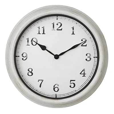 Image of TFA Dostmann 60.3067.02 XL Analogue Wall Clock Outdoor Large Retro Design Splash Proof Metal with Glass Cover for Patio/Balcony, White, (L) 380 x (B) 63 (H) mm