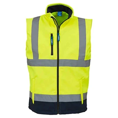 Image of Yoko Men&#039;s Yk050/Hv006 Hi Vis Softshell Gilet Yell/Nav, 3X Large