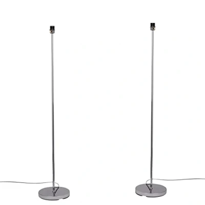 Image of firstchoicelighting Set of 2 Modern Design Floor Lights Standing Lamps Bases, Polished Chrome, Height 133cm, Bases Only, LED Compatible