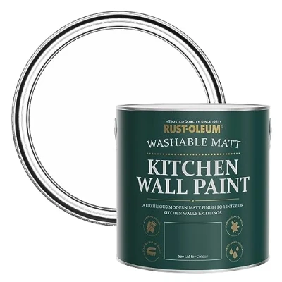 Image of Rust Oleum White Washable Kitchen Wall Paint in Matt Finish Cotton (White) 2.5L