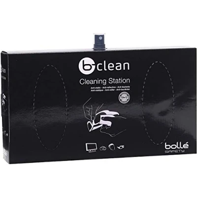 Image of Bolle B410 B Clean Cleaning Station with 250ml Anti Static and Bacteria Lens Cleaner Tissues, Pack of 400