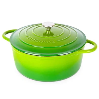 Image of Cast Iron Dutch Oven with Lid Non Stick Ovenproof Enamelled Casserole Pot Sturdy Cookware Green, 7.3 Quart, 30cm by Nuovva