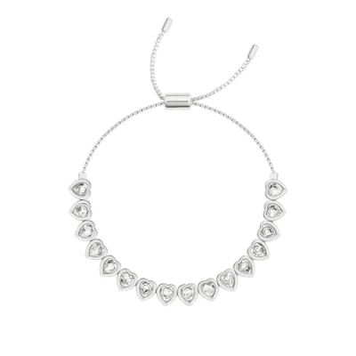 Image of RADLEY Womens Silver Plated Clear Heart Stone Set Adjustable Bracelet